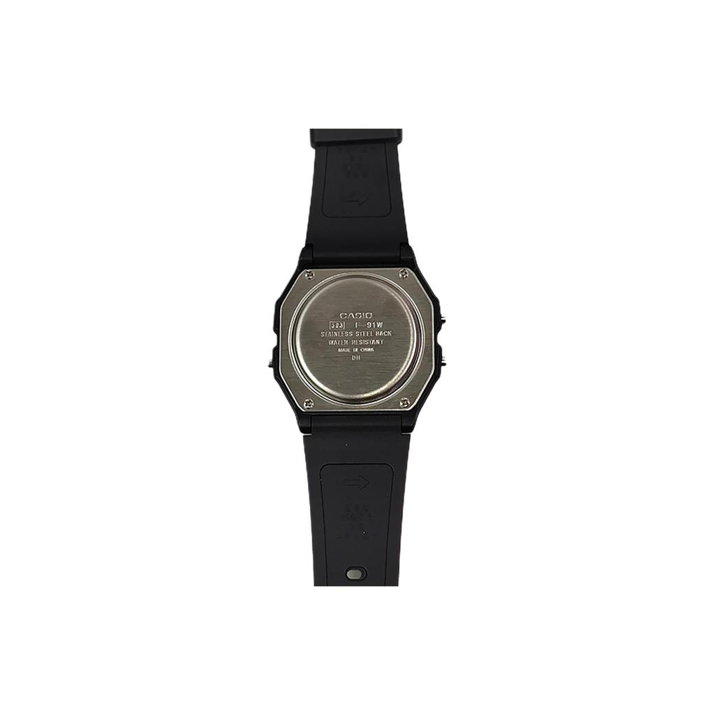 CASIO Custom Collection Quartz Movement Resin Strap Watch Unisex Black Dial F-91W-1(Watch5--)