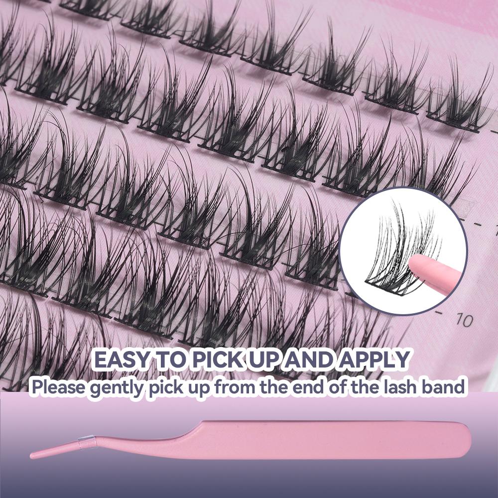 6D DIY Lash Extension Kit, 140 Pcs Cluster Lashes with Tweezers & Glue, Reusable Natural False Eyelashes for Women, Beginner-Friendly