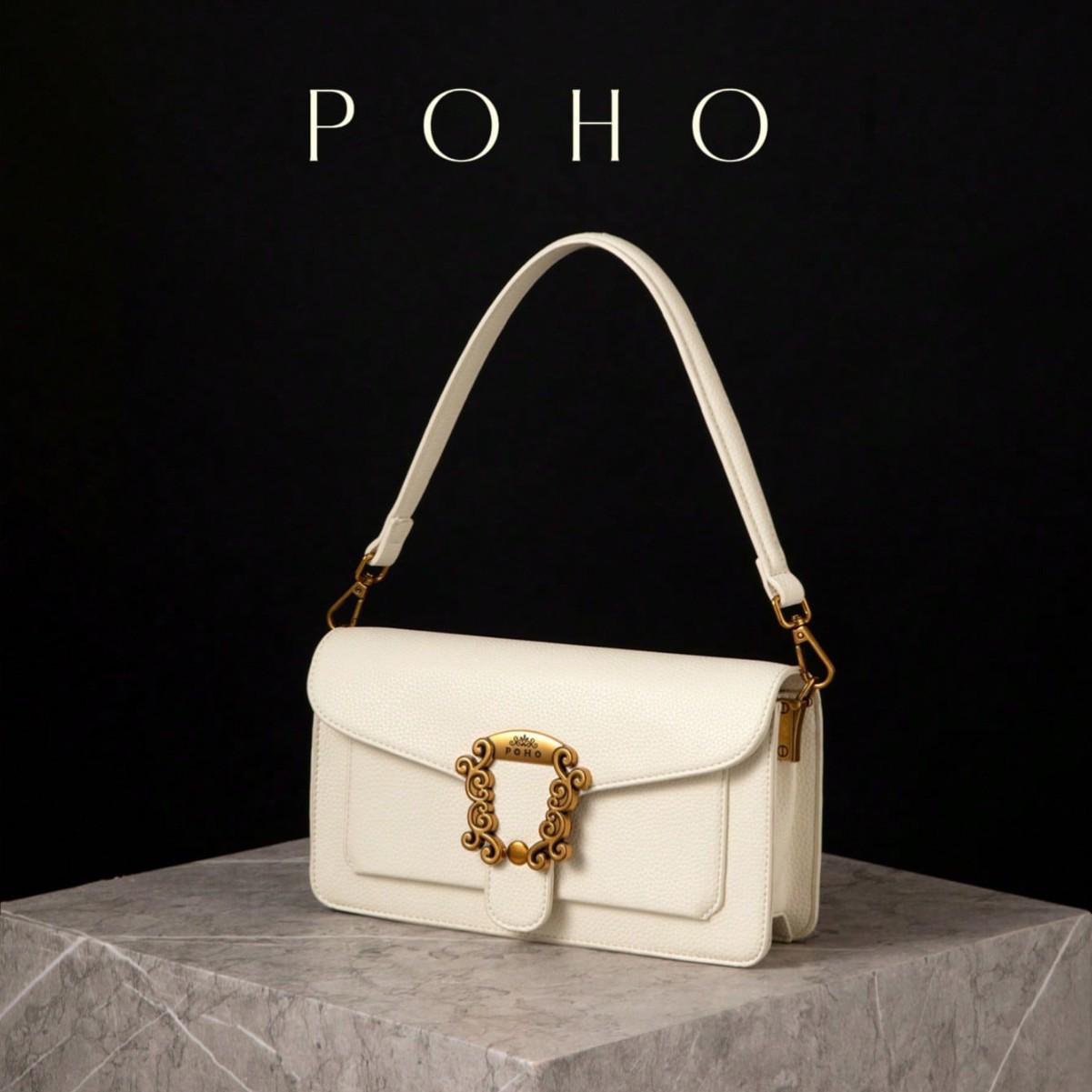 

Poho Women s Chic Shoulder and Handbag - High-End, Versatile Small Square Bag with Chain 25.2 x 6.2 x 14 cm белый