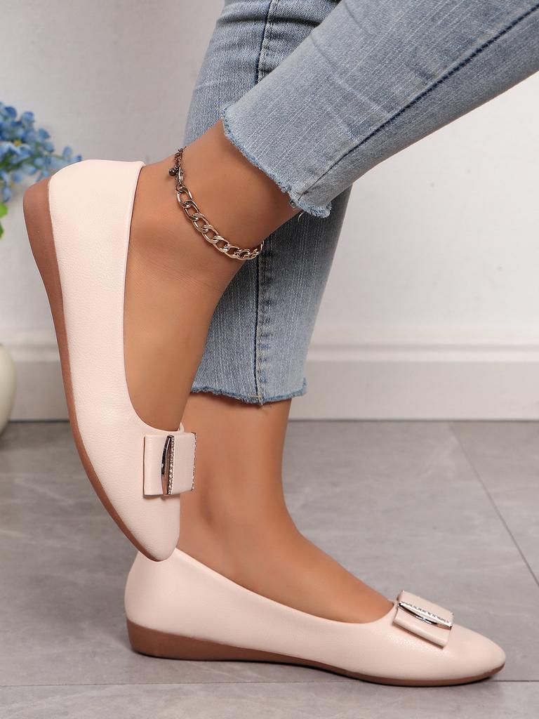 Flat-soled single shoes spring and autumn new shallow soft-soled pointed beanie ladyshoes casual mother shoes