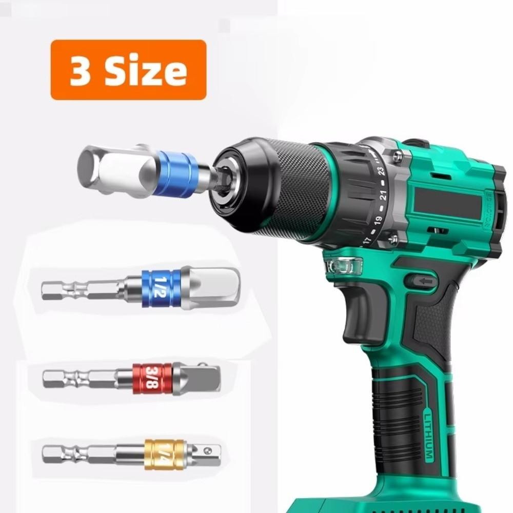 3PCS Multifunctional Drill Socket Adapter Colored Hex Shank Square Head Bits