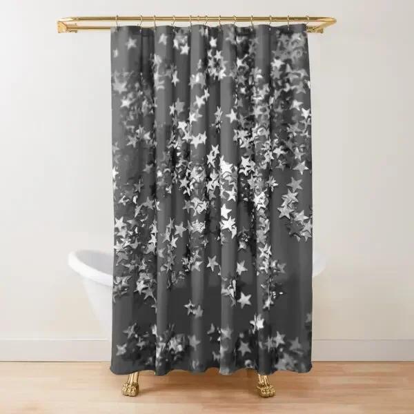 Gold Glitzer Glam Duschvorhang, goldfarbener Funkelnder Glänzender Kunst Badevorhang, Polyester Waschbares Badezimmer Vorhänge Set mit Haken