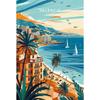 Retro Spain Cityscape Poster Nordic Style Canvas Print Coastal Architecture Art for Wall Decor