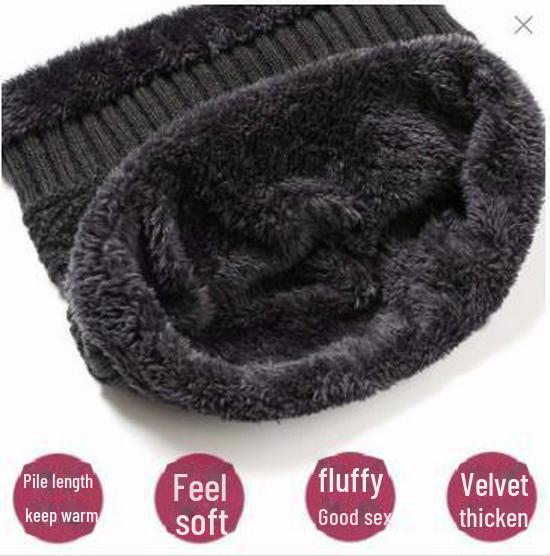 Scaldaorecchie Invernali da Uomo e Cappello in Maglia di Velluto con Protezione per il Collo Ispessita - Set da Due Pezzi