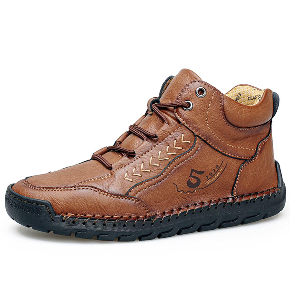 New  Handmade Leather Boots Men Casual Shoes Botas Design Sneakers Man Comfortable Leather Shoes Men Ankle Boots Outdoor