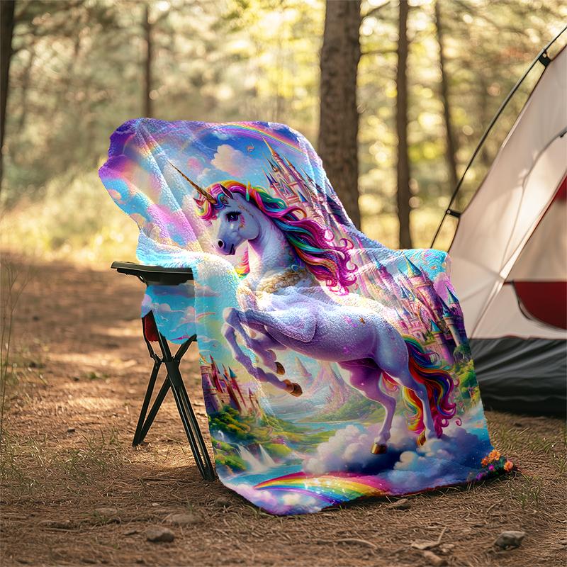 1PC Dreamy Rainbow Unicorn blanket, al season lightweigh Poster blanket home office outdoor nap multifunc Poster blanketional blanket