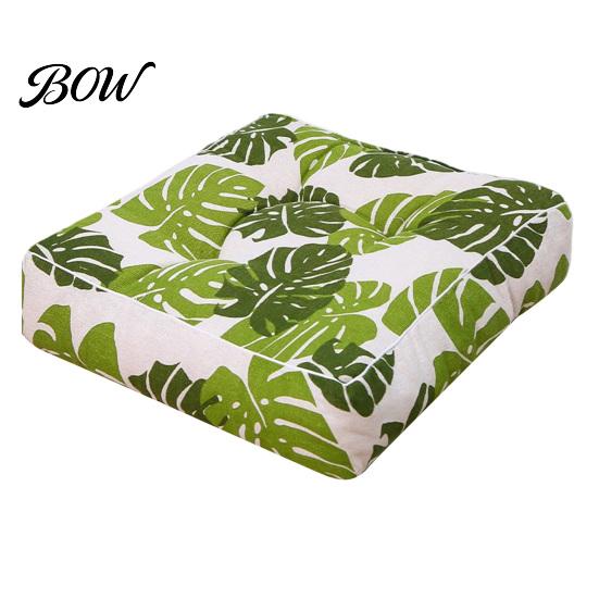 Thickened Soft Pad for Hard Chairs Modern Stylish Chair Cushion, Ultra Square Geometric or Seat Pads with Anti-slip Bottom Plant Prints, 15.75"x15.75"