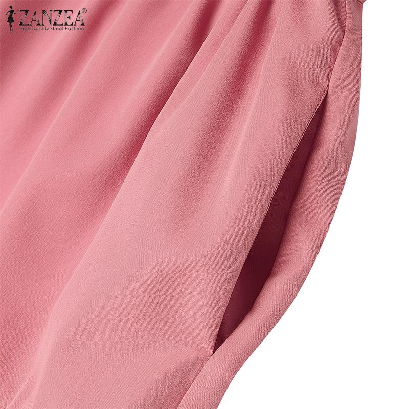 ZANZEA Women Loose Casual Round Neck Sleeveless Long Dress