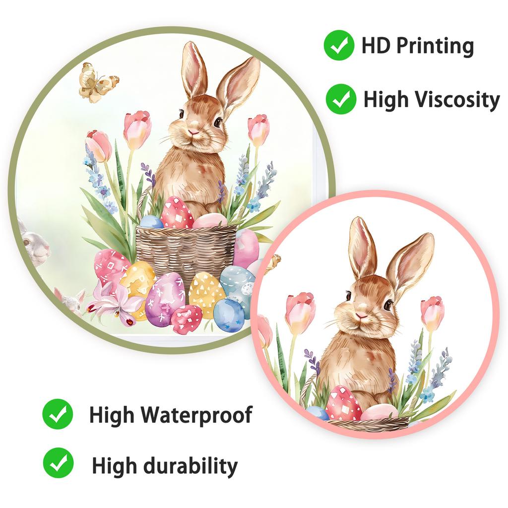 Easter Tulips, Eggs, Butterfly and Bunny Static Cling Window Stickers No Glue Removable for Bedroom Living Room Study Holiday Decor