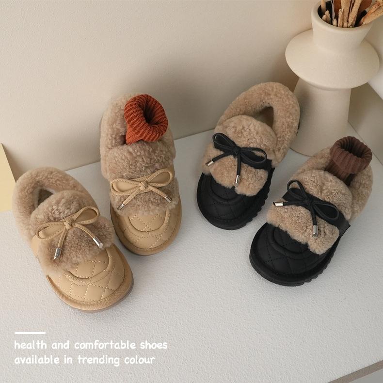 Girls cotton shoes [sweet and cute] 22 winter thick velvet small older children's snow boots low top low tube sweet college