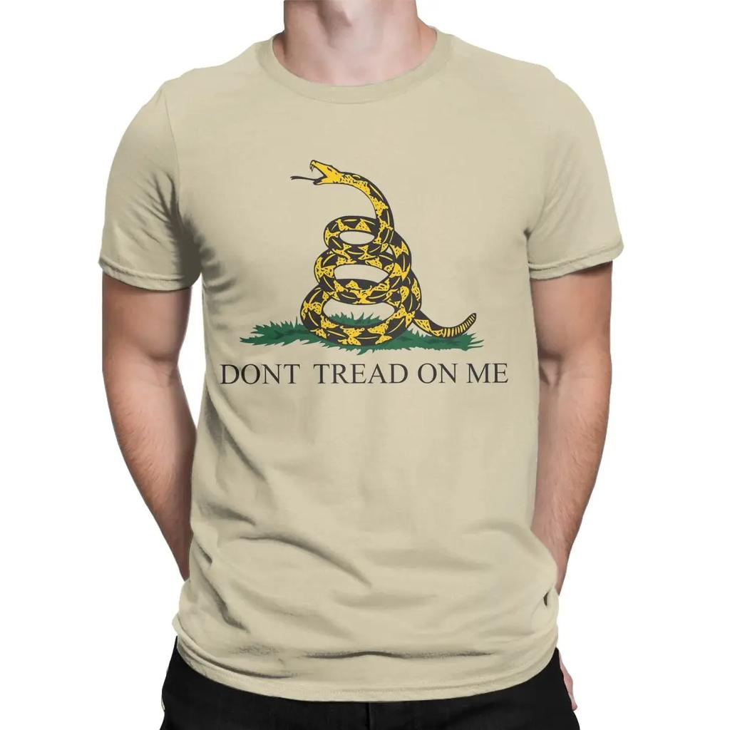 Novelty Don't Tread On Me Snake Flag T-Shirt Men Round Neck Cotton T Shirt Short Sleeve Tee Shirt Summer Tops