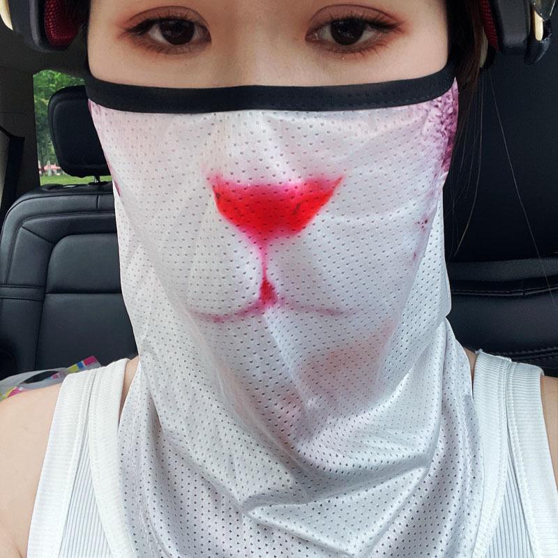 UV Protection Ear-Hanging Windproof Cycling Mask - Orange Cat Face Triangle Scarf