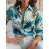 2024 European/American 3D Print Long-Sleeve Loose Turn-Down Collar Shirt.