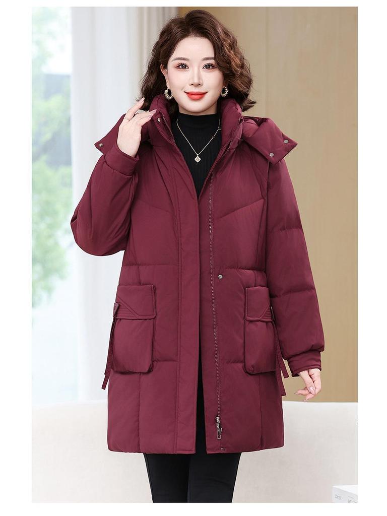 Plus Size Winter Long Cotton Coat for Middle-Aged and Elderly Women, Warm Padded Jacket for Moms and Grandmas.