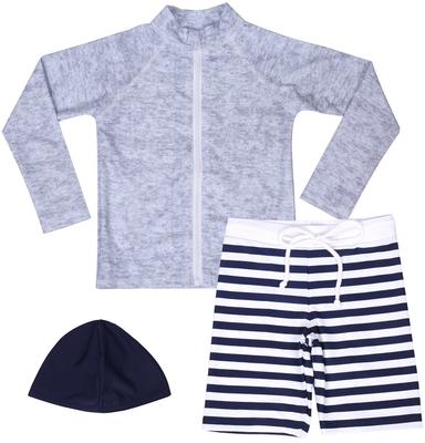 Boys Swimsuit Set Kids Striped Pants Long Sleeve Rash Guard UV Protection Sizes 3-piece UPF50+ 80-140 (120)