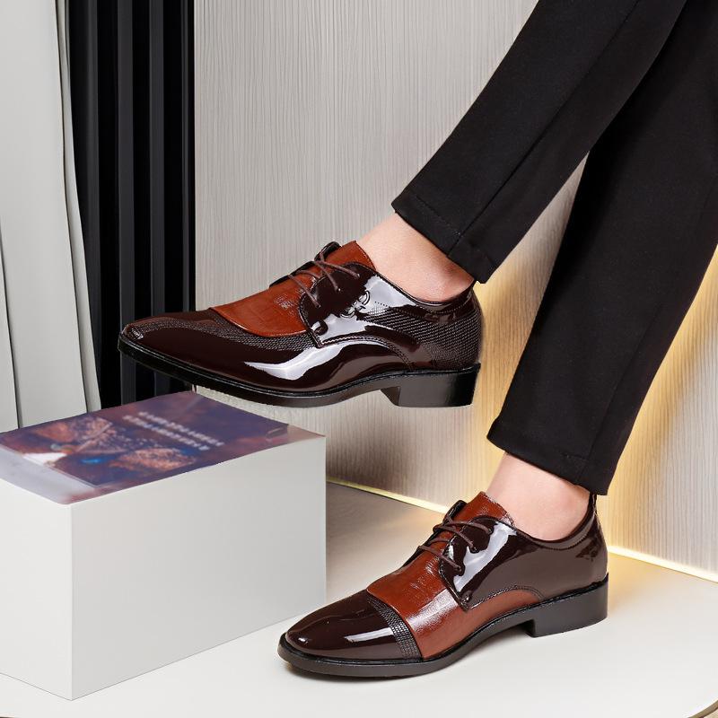 

Весенний новый продукт деловое платье мужские кожаные туфли британские большого размера мужские туфли повседневные на шнуровке глянцевые остроносые кожаные туфли 48