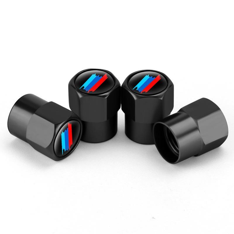 New Car Aluminum For BMW Tri Color Stripe Strip Decoration Emblem 4pcs Tire Valve Air Port Stem Cover Caps Wheel Hub Accessories BF2