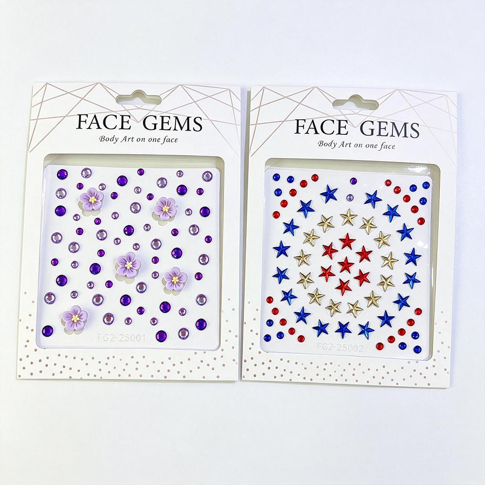 3D Rhinestone Face Gems Stickers, Flower Star Moon Shell Pearl, DIY Body Art for Party & Stage Makeup