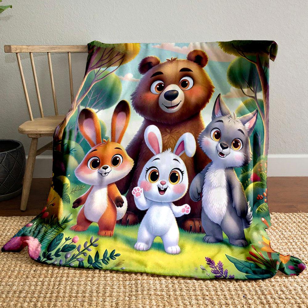Cute Forest Animal Friends Print Blanket Soft and Cozy Perfect for the Living Room Bed Sofa or a Nap,gift