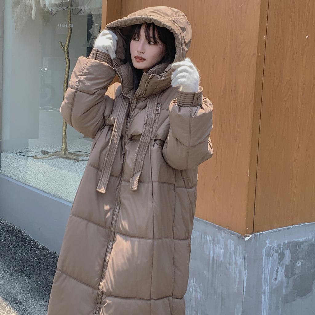 Thickened down cotton jacket women's long knee-length Korean version loose cotton jacket bread jacket winter new padded jacket jacket
