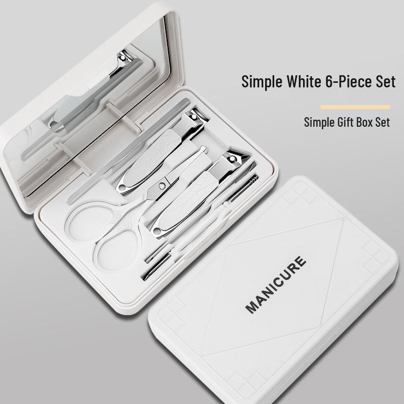 Stainless Steel Nail Clipper Set with Mirror, Ear Pick, and Nail File Manicure Tools