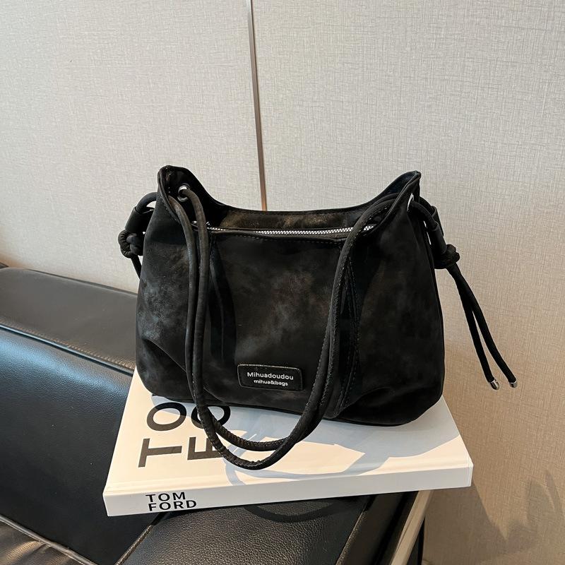 Französisch Retro, Modische und Stilvolle Umhängetasche, Schlicht und Lässig, Schlichte und Einfache Ein-Schulter-Tasche schwarz