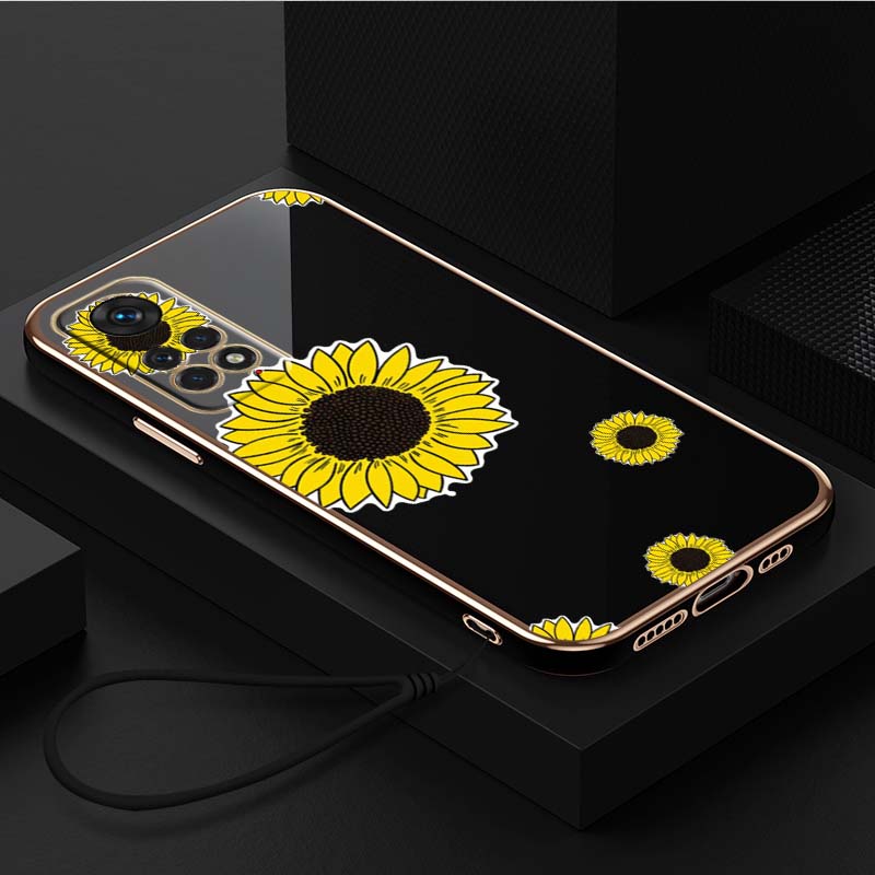 

Роскошный чехол для телефона из ТПУ с ремешком для Xiaomi Poco F4 F5 M4 M5 X3 X4 X5 13T Redmi Note 10S 11S 10C 13C A36 Sunflower Little Daisy, черный дизайн Xiaomi 11i 2021