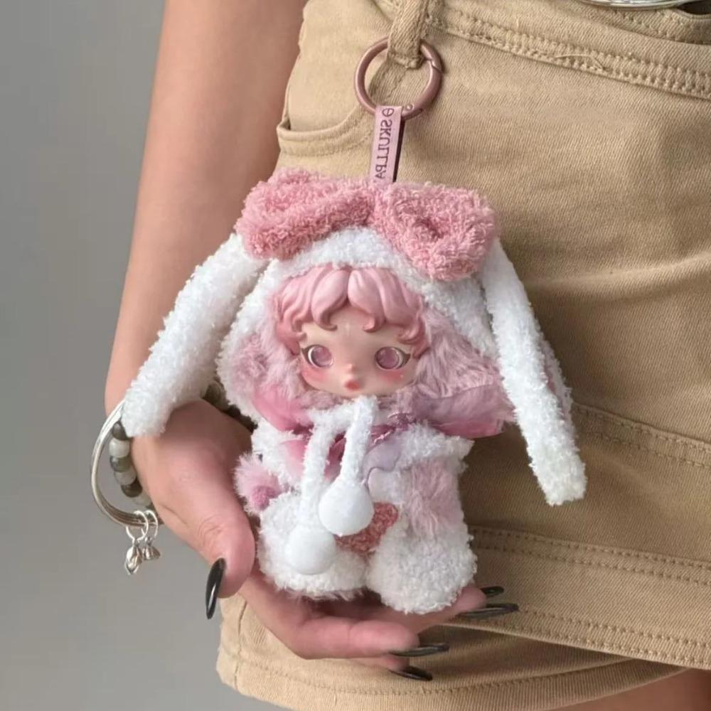 Pentru Păpușa Skull Panda Haine Roz Alb cu Urechi Mari de Iepure pentru Păpușa Skull Panda Labubu 3.0 Accesorii Vestimentare