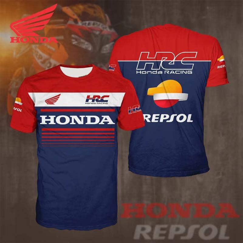 T-shirt de course HRC Team Honda 25-26 pour passionnés de moto Respirant Évacuant la transpiration Vêtement de sport d'été pour le cyclisme pour hommes