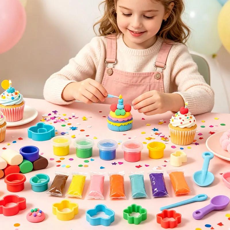 12 Colors Playdough Set Kids Creative Diy Colorful Clay Toy Wheat Flour Safe Non-Toxic Toddler Dough Classroom Clay Craft Toy Kit