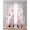 Valentinstag Rosa Rosen Herzen Wicht Transparente Vorhänge für Wohnzimmerdekoration Fenstervorhang Küche Tüll Voile Drapierungen