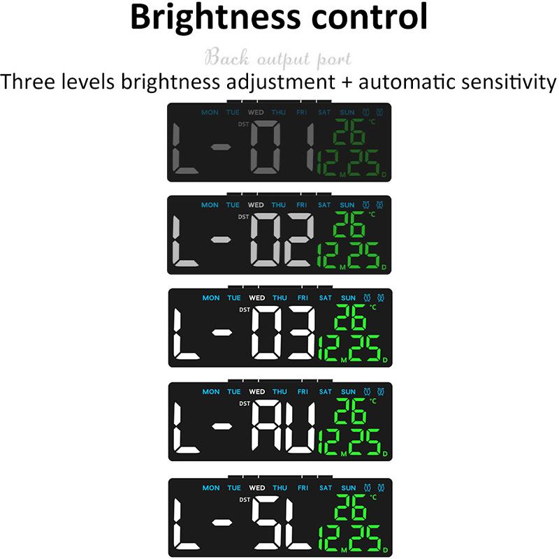 Digital Alarm Clock USB Powered TEMP Date Week Auto Dimmer DST Table Clock 12/24H Timing Countdown Electronic LED Alarm Clock