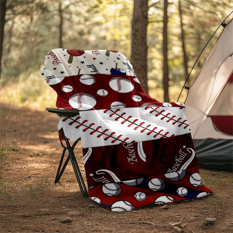 Baseball Theme Printed Blanket - Perfect for Couch, Bed, Travel & Outdoor Use | Machine Washable, Cozy & Durable.