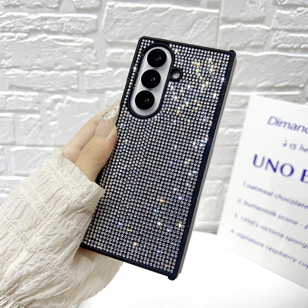 

Роскошный блестящий чехол со стразами в виде звезд для Samsung Galaxy Z Fold 7 6 5 4 3, противоударная задняя крышка с защитой объектива, Samsung Fold7 Galaxy Z Fold6 чёрный