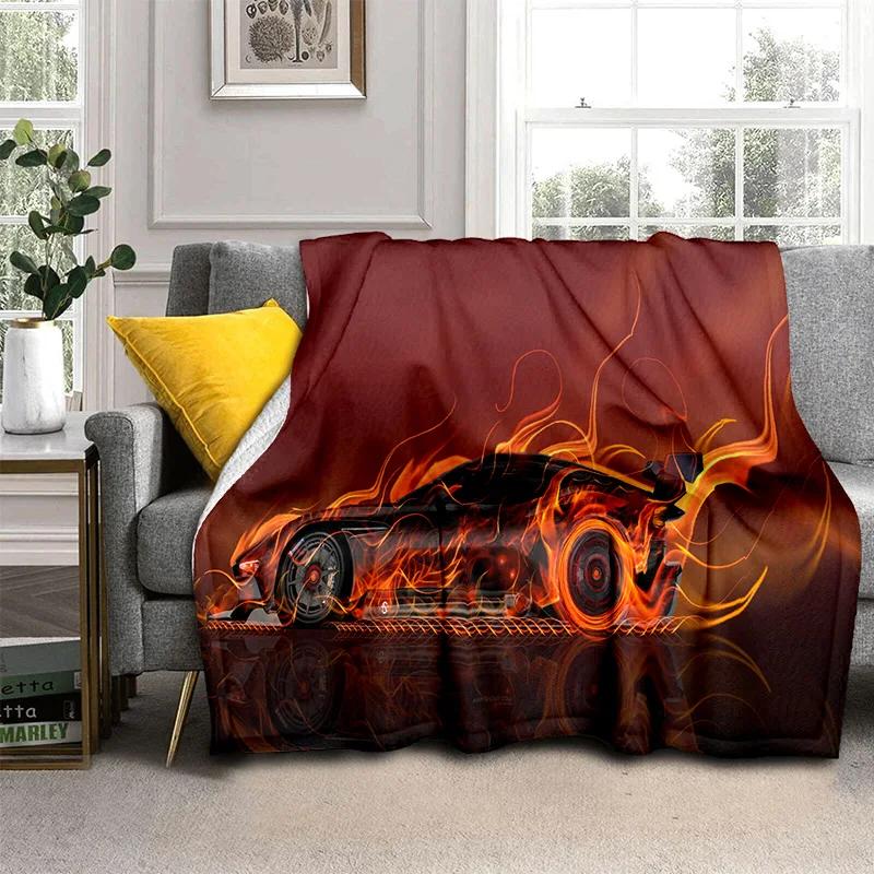 Coperta Cartone Animato Auto Sportiva Futura 3D HD Concept Car, Coperta Morbida da Divano per Casa Camera da Letto Letto Divano Picnic Viaggio Coperta per Bambino