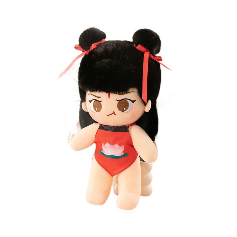 Plush Nezha New Toy Stuffed Doll With Red Braids Cushion Pillow Gift For Kids