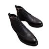 Men's British High-Top Brogue Leather Boots: Trendy, Versatile, and Height-Increasing for Business Casual