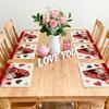1-Set Gnome Couple Placemats - Buffalo Plaid & Polka Dots with Hearts & Bows, Hand Washable Table Mats Suitable for Valentine's Day