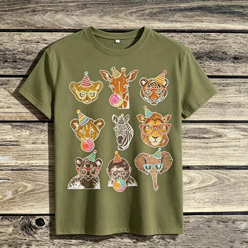 Animal Party Cute Zoo Animals Graphic TShirt for Unisex Unisex Kids 100 Cotton Casual Summer Streetwear Gift