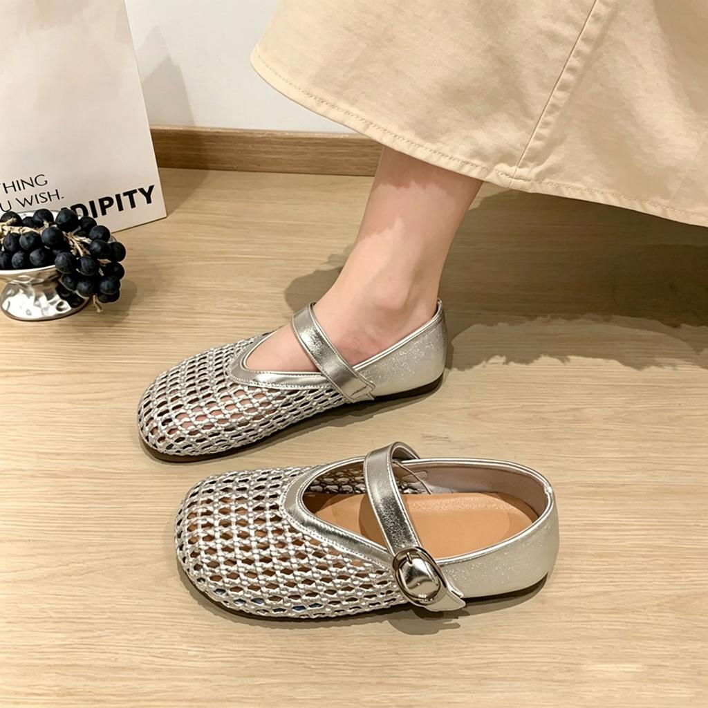 Girls Leather Mary Jane Shoes Spring Soft Sole Princess Shoes Breathable Hollow Casual Sandals for Summer Outdoor Wear