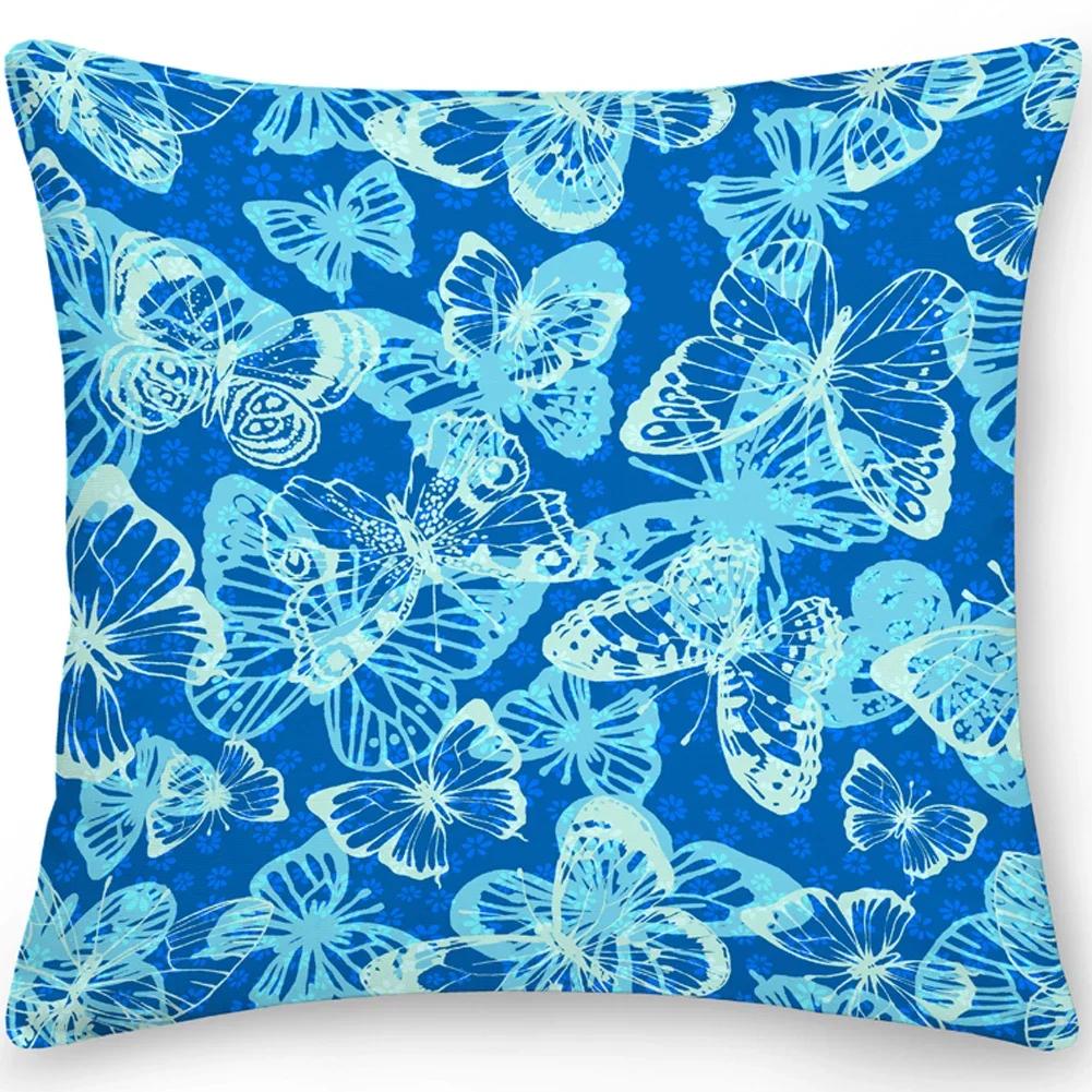 Pillow Office Sofa Butterfly Print Double Sided Cover Square Cushion