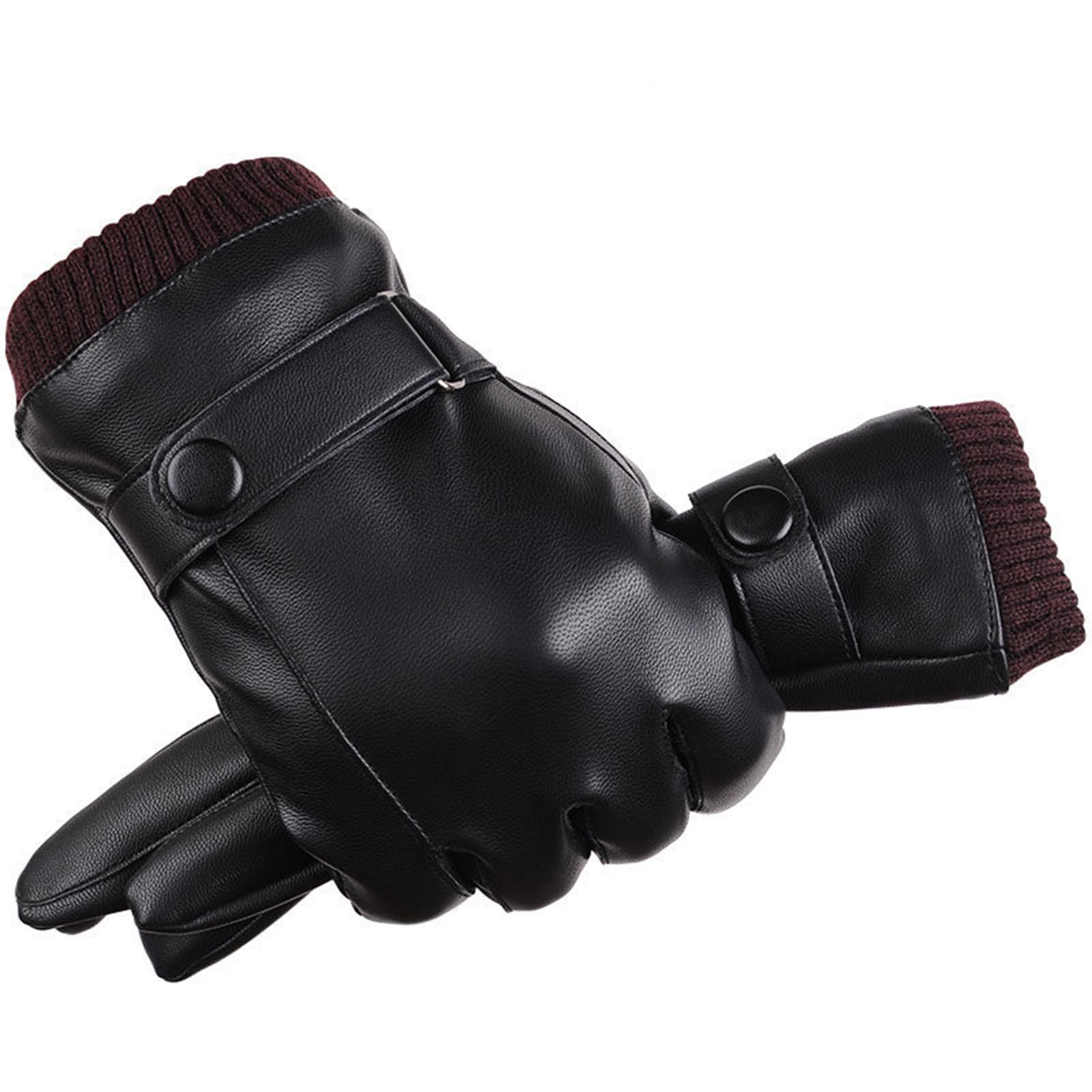 

1 Pair Winter Gloves Touch Screen Leather Soft Padding for Outdoor Activities Running for Men Women