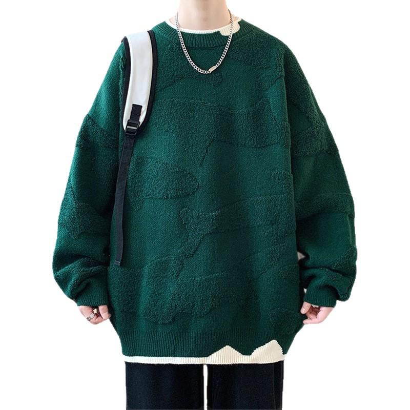 Herren Roter Festlicher Grobstrick Häkelpullover, Winter Zweiteiliger Pullover