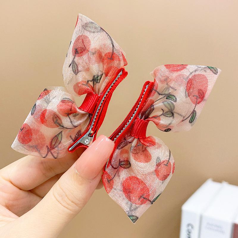 2PCS New Princess Gradient Color Bow Girls Hairpins Lovely Children Headwear Hairgrip Hair Clips Barrettes Hair Accessories