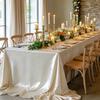 Rectangular White Satin Tablecloth Luxury Elegant Conference Meeting Table Cover for Birthday Dessert Table Decor