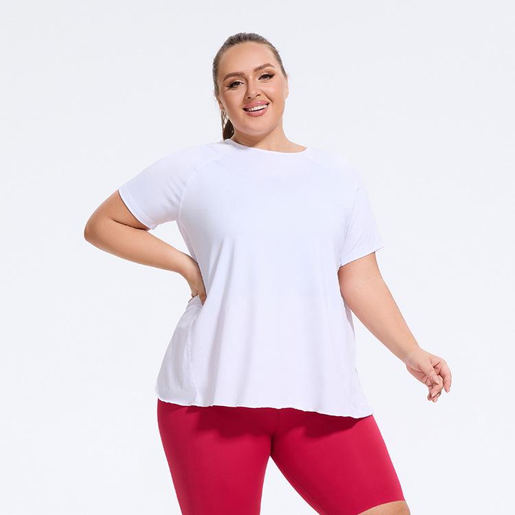 

Женский летний быстросохнущий топ для йоги - со льдом сзади, разрезом, коротким рукавом 3XL