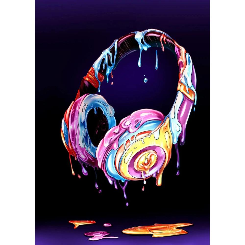 Hot Live Music Neon Headphones DJ Posters Colorful Boombox Microphone Party Prints Canvas Painting Wall Picture Home Room Decor