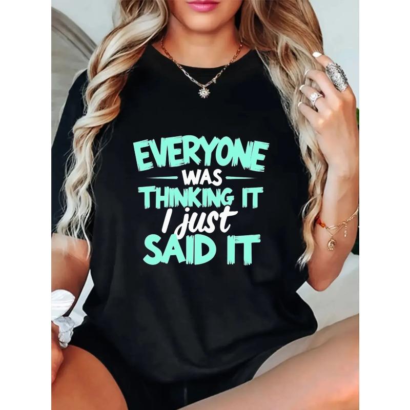 Women s Casual Graphic Plus Size T Shirt Everyone Was Thinking It S чёрный