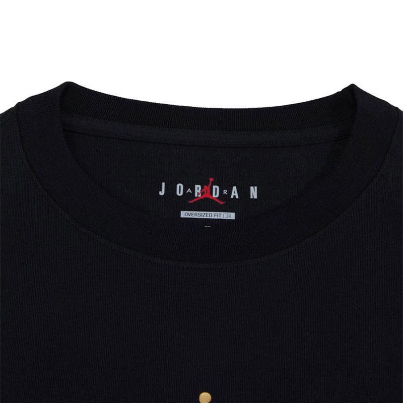 Jordan American Retro Sports Training Casual Short Sleeve T-Shirt With Letter Print And Regular Shoulder Men Tops Black FQ0359-010