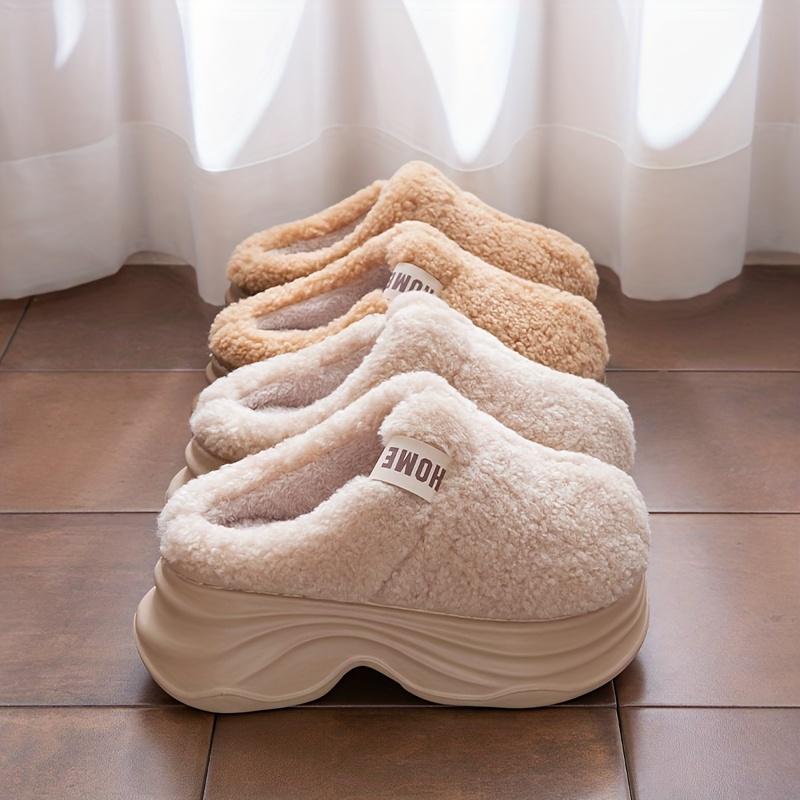 [Plush Winter Slippers]Women's & Men-like-like (Unisex-like) Plush Winter Slippers - Thick-Soled, Non-Slip Warm,Indoor House, Cozy & Soft Fabric